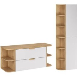 Petits meubles Conjunto de mueble y columna 120cm paneles laminados blanco