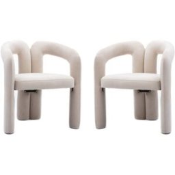 Urban Meuble Set de 2 sillas de diseño escultural en terciopelo beige
