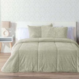 Manterol Edredón borreguito jaspeado rayas verde - CAMA 180cm