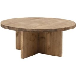 Decowood Mesa de centro redonda de madera maciza envejecido de ø60x33,2cm