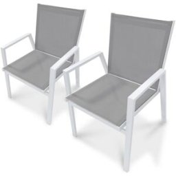 dcb garden Conjunto de 2 sillones de jardín apilables de aluminio