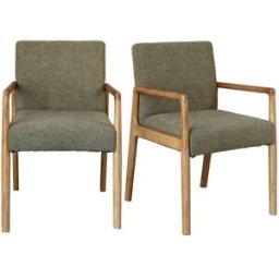 Moloo Sillón de mesa, tela verde y fresno natural (x2)