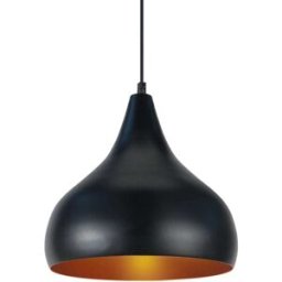 Tosel Suspensión campana metal pantalla negro y cobre