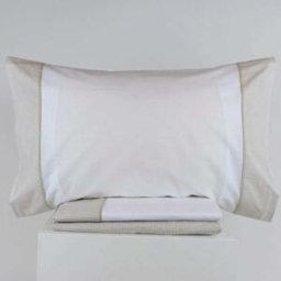 Casa da Laura Sábanas 100% algodón 180 hilos rayas marrón cama 135/140 2 almohadas