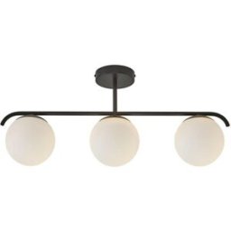 Nordlux Lámpara regleta de techo nórdico negro con 3 esferas de cristal blanco