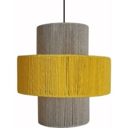 Tosel Suspensión metal negro pantalla hilo amarillo y natural