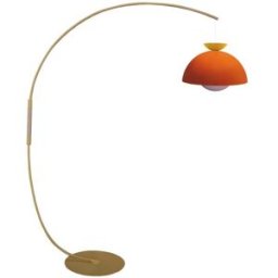Tosel Lámpara de pie arco madera natural metal amarillo pantalla multicolor