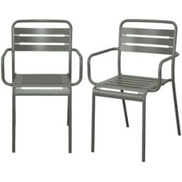 sweeek Sillón de jardín bistró de acero, set de 2, verde kaki