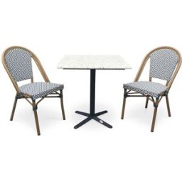 dcb garden Conjunto de comedor de jardín de 2 plazas de acero y terrazo