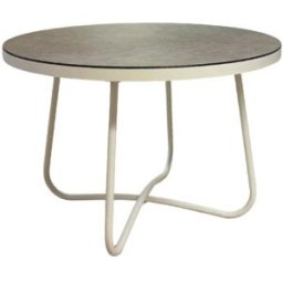 Edenjardin Mesa jardín redonda 110cm en Aluminio Blanco envejecido, 110x73,5cm