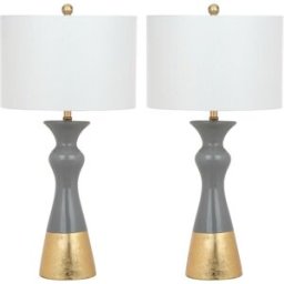 Safavieh Juego de 2 lamparas de mesa de ceramica oro