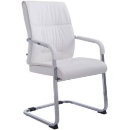 CLP Silla basculante con patas de metal y asiento en Simil cuero Blanco