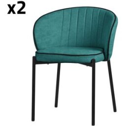 ML-Design 2x Sillas de comedor turquesa oscuro con funda de tela y respaldo
