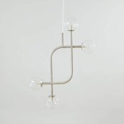 Maisons du Monde Lámpara de techo de acero pulido con 4 pantallas transparentes