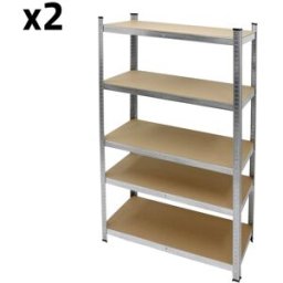 ECD Germany Juego de 2 estanterías de metal galvanizado almacenamiento 750kg