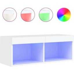 Maison Chic Mueble tv con luces LED madera blanco 80x30x30 cm