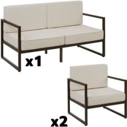 Tectake Conjunto de jardín para 4 personas con acolchado xxl, marrón/beige