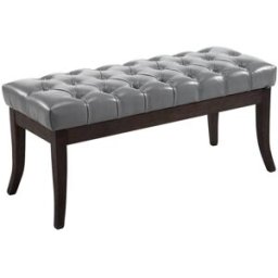 CLP Banco con patas de madera y asiento en Simil cuero Gris