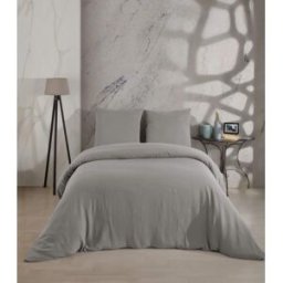 Blanc Avenue Juego de funda de edredón 200x200 cm+ 2 fa de gasa de algodón-gris