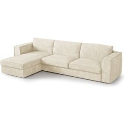 Premium Interiors Sofá esquinero izquierdo convertible 5 plazas tejido suave crema