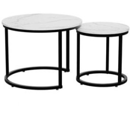 OKWISH Conjunto blanco de mesas de centro de hierro anidables 60x60x45 cm