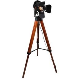 Alpinaluz Lámpara de pie cinema trípode de madera y metal negro Alt. 140 cm
