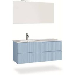 AQA DESIGN Mueble de baño bañera izquierdo 4 piezas en mdf azul tiffany