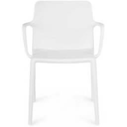 Bizzotto Silla de comedor de acero blanco y polipropileno