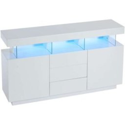 Urban Meuble Consola LED de diseño blanca con almacenamiento y cajones.