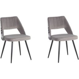Beliani Conjunto de 2 sillas de comedor terciopelo gris