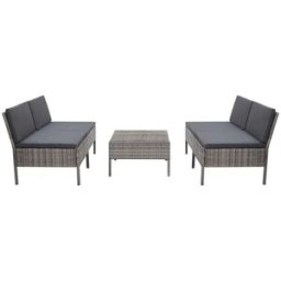 Home Maison Salón de jardín 5 piezas en resina trenzada con cojines
