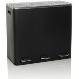 hjh OFFICE Cubo de basura de acero de 54 litros negro