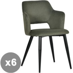 Meubles Cosy Conjunto de 6 sillas comedor acolchadas patas de acero verde