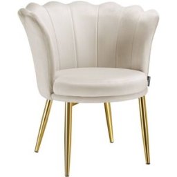 Tectake Sillón en forma de flor, terciopelo, 67 x 64 x 76 cm, crema/oro