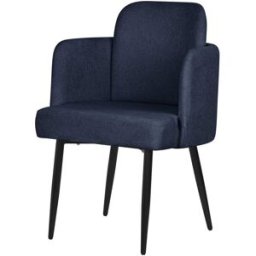 ML-Design Silla de comedor funda de tela azul oscuro con respaldo y reposabrazos