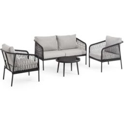 Bizzotto Conjunto de sala de estar de aluminio y textilene gris