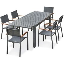 REMARQUABLE Conjunto de comedor de jardín de 6 plazas - gris antracita