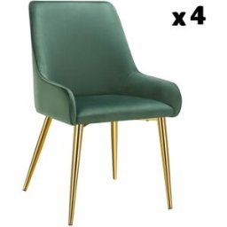 Tectake 4 sillas de comedor tapizadas, acero, aspecto aterciopelado, verde