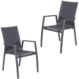 Edenjardin Pack 2 sillones de jardín acolchados y apilables antracita