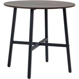 MODFU Mesa de comedor para 4, acero, ø80 cm, marrón