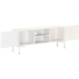 Maison Chic Mueble tv de madera maciza de mango blanco 115x30x46 cm