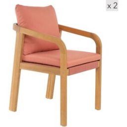 Nordlys Set 2 sillas de jardin en madera y tejido rosa