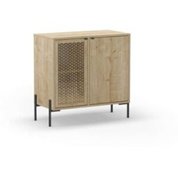 duehome Cómoda de 2 puertas y diseño cannage moderno 83,6x80,3 cm roble negro