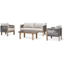 REMARQUABLE Conjunto de muebles de jardín bajos de 5 plazas - efecto madera