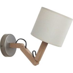 Tosel Aplique de pared brazo articulado metal madera natural pantalla crudo