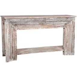 Wanderlust deco Recibidor-consola de madera tallada artesanal marron 160x39x86