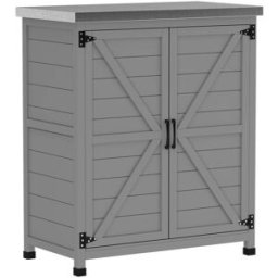 ComfortXL Armario de jardín de madera con encimera y estante - gris