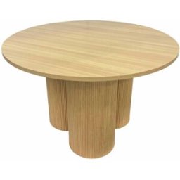 Oviala Mesa de comedor redonda moderna de 120 cm efecto madera clara