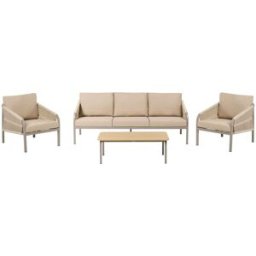 Beliani Conjunto de jardín con mesa 5 plazas metal beige
