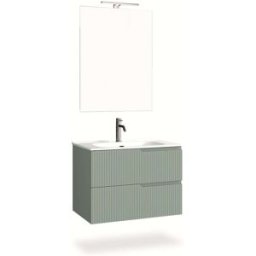 AQA DESIGN Mueble de baño de 4 piezas en mdf verde salvia